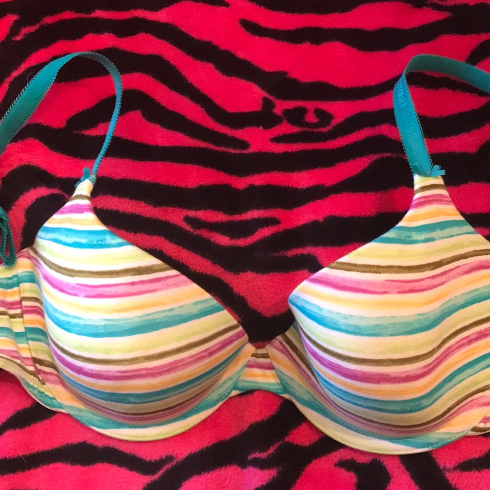 VS💋 striped cotton padded bra 36C